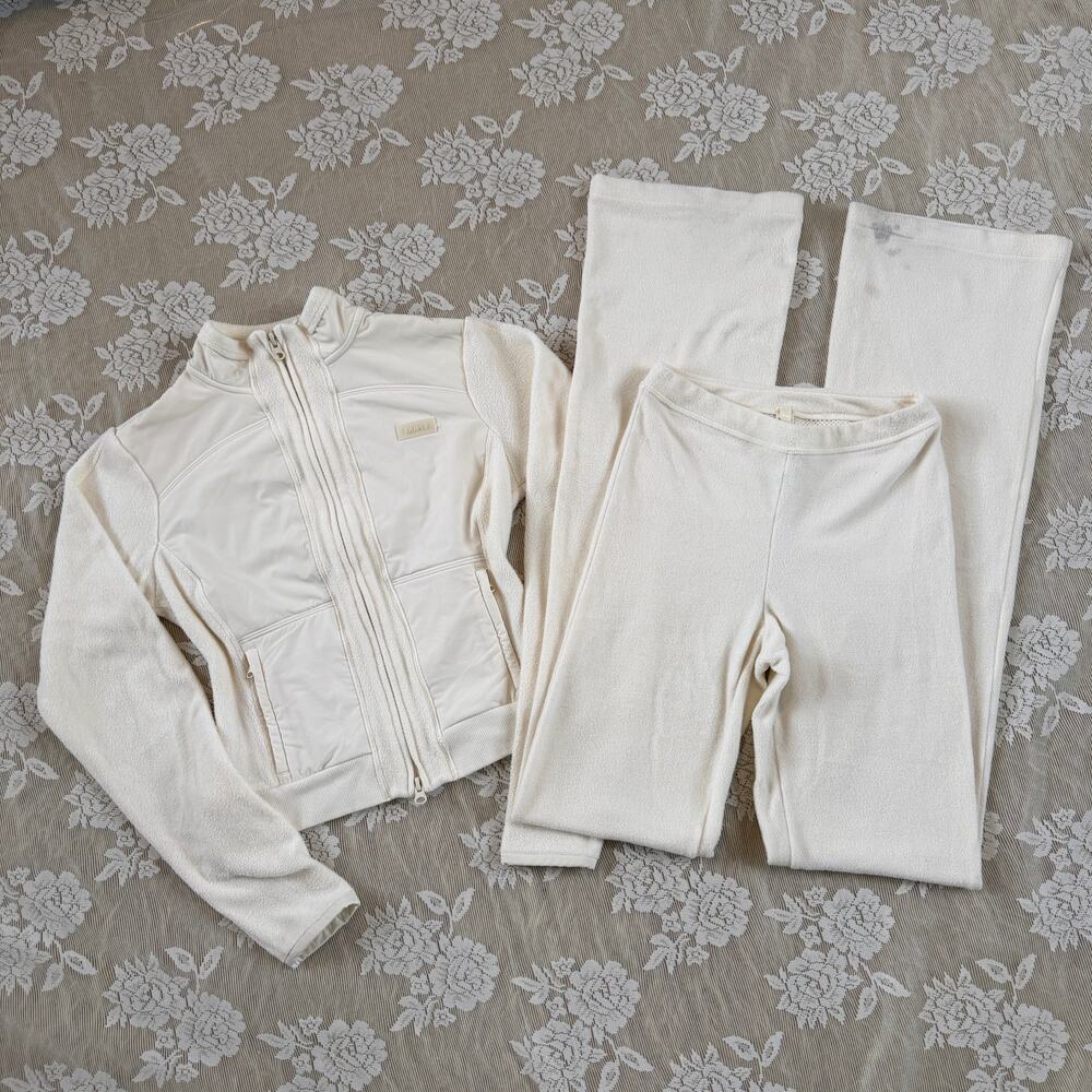 SKIMS White Fleece Zip Jacket & Pants Set XS